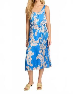 NEW CABALLERO daphne pleated midi dress in sapphire shadow